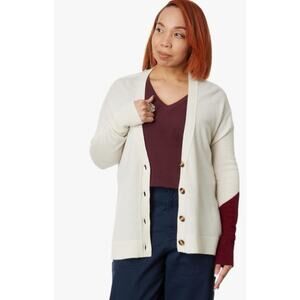 LABEL Women's Go-To Cardigan Sweater Small Putty Beige Wool Cashmere V-Neck NWT